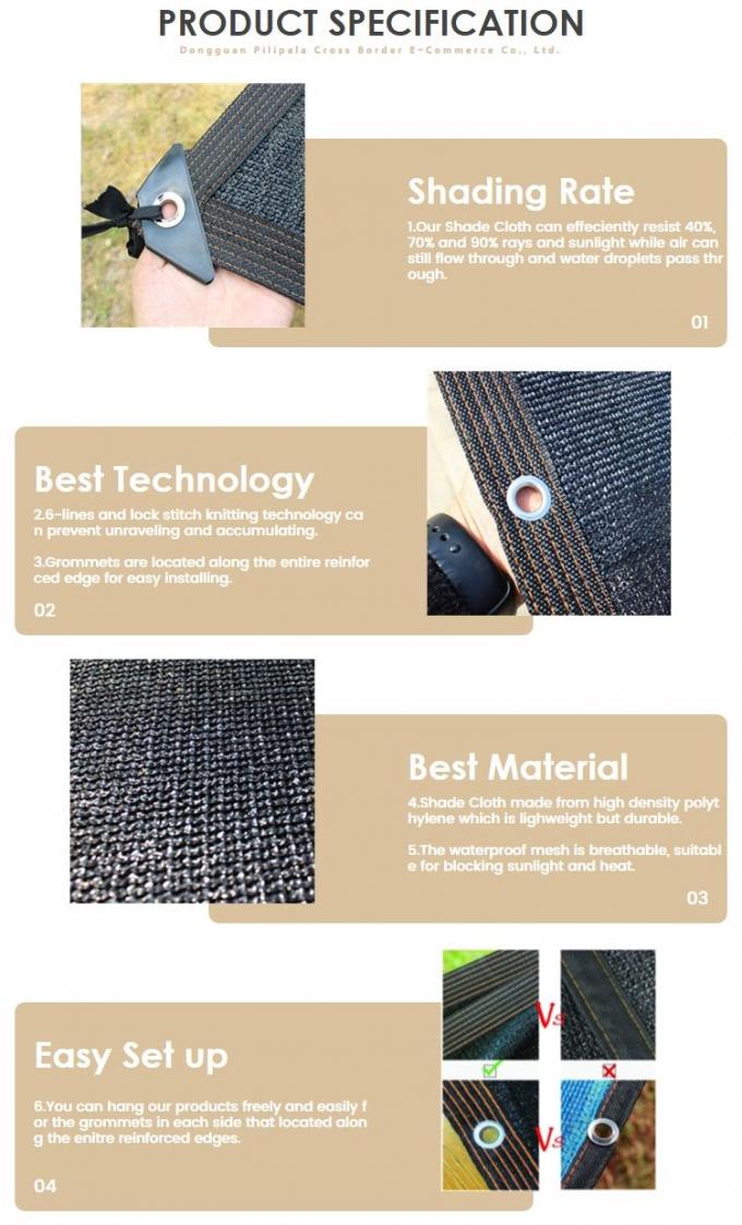 プールのテラスのための90%補強されたグロメットの温室の陰の布 1